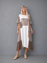 Load image into Gallery viewer, Patchwork Fringe Kaftan Dress